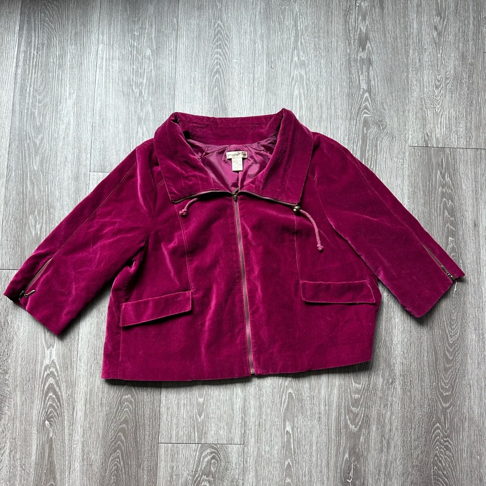 Patrick Cristopher Vintage 90s Plush Magenta Velvet Jacket XL